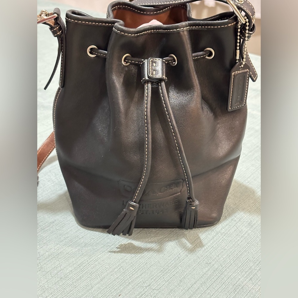 Coach Legacy Black Leather Drawstring Shoulder Bag Vintage Small - Picture 13 of 16